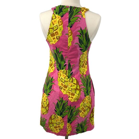 Trina Turk Dress Womens 0 Peony Pink Aptos Pineapple Summer Beach Cruise Swinger - Picture 2 of 10